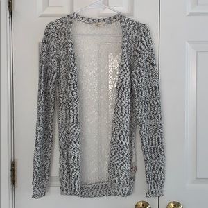 Grey and white lace back sweater